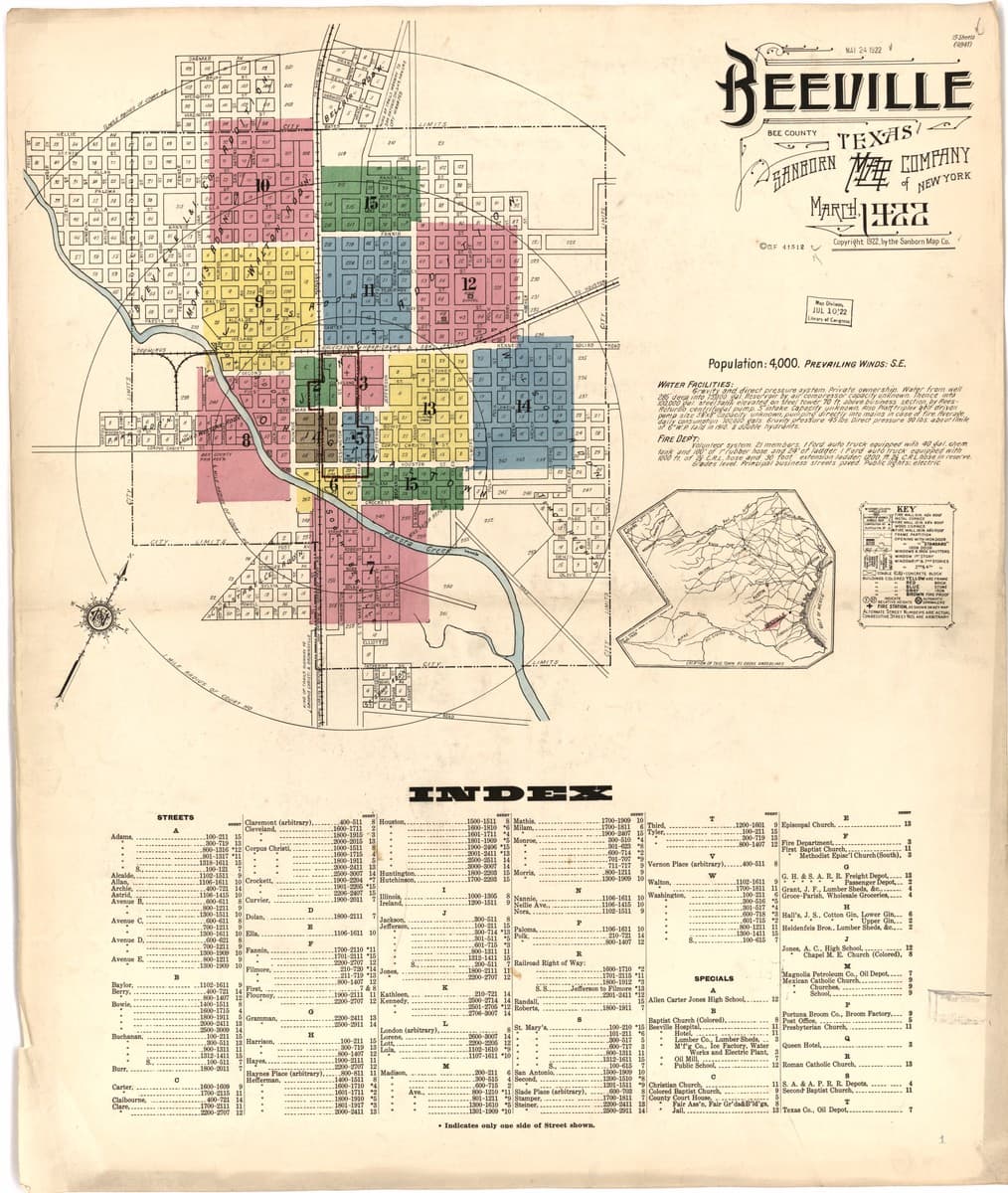 Beeville, Texas - 1922 Sanborn Map