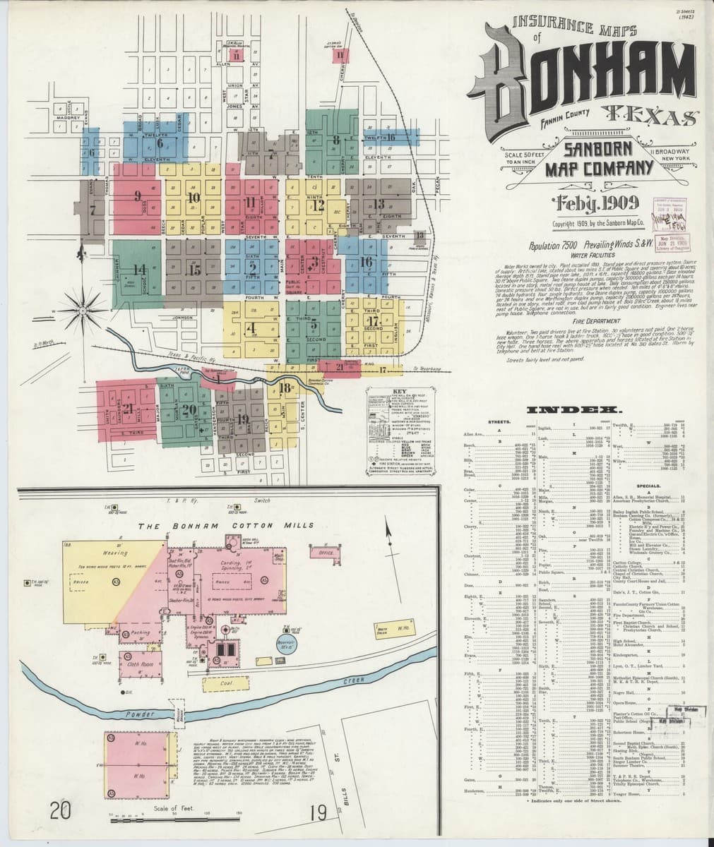 Bonham, Texas - 1909 Sanborn Map