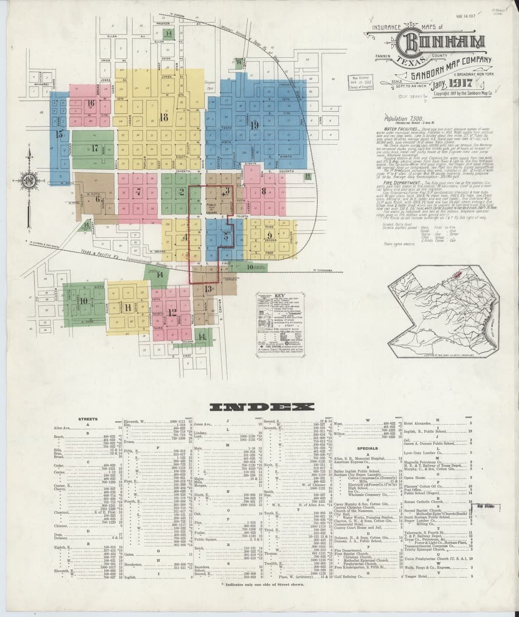 Bonham, Texas - 1917 Sanborn Map