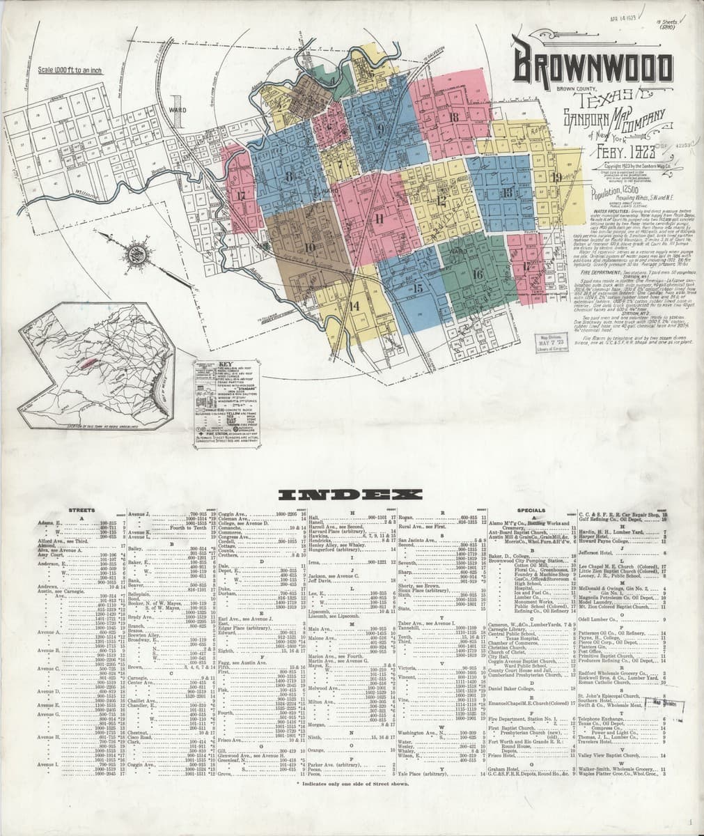 Brownwood, Texas - 1923 Sanborn Map