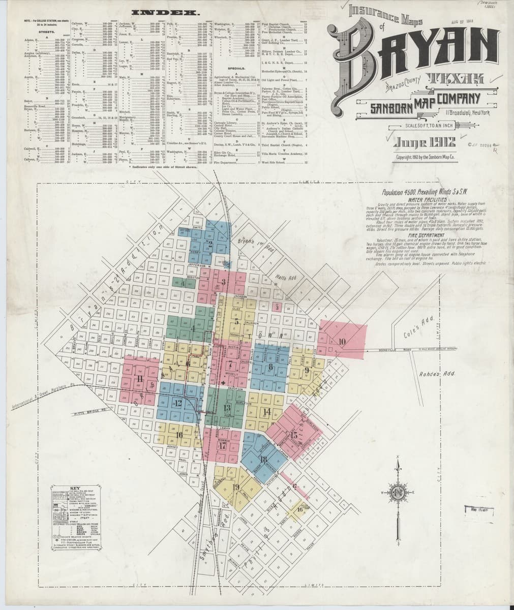 Bryan, Texas - 1912 Sanborn Map