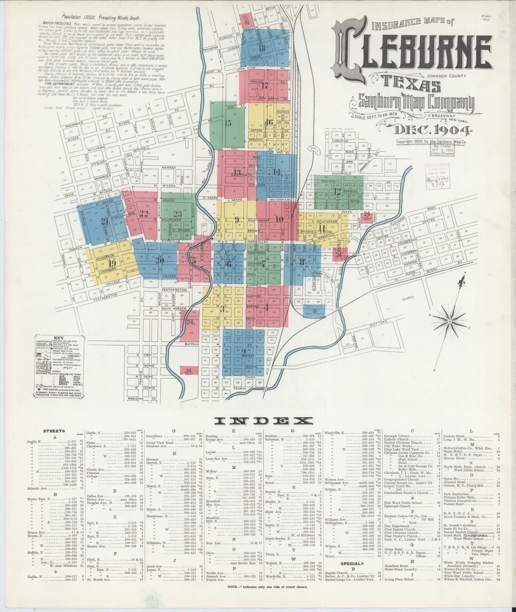 Cleburne, Texas - 1904 Sanborn Map