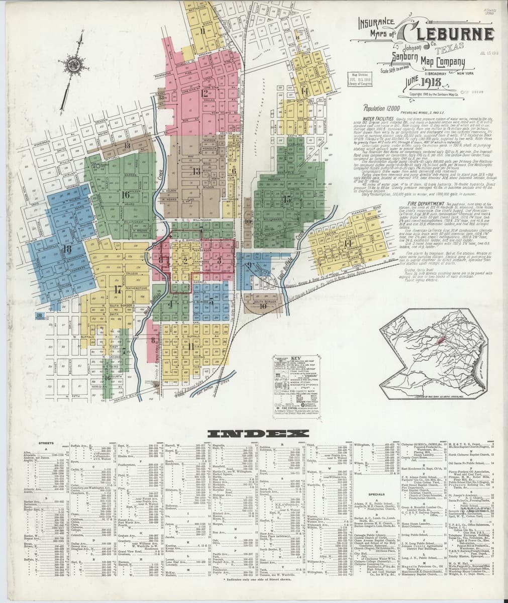 Cleburne, Texas - 1918 Sanborn Map