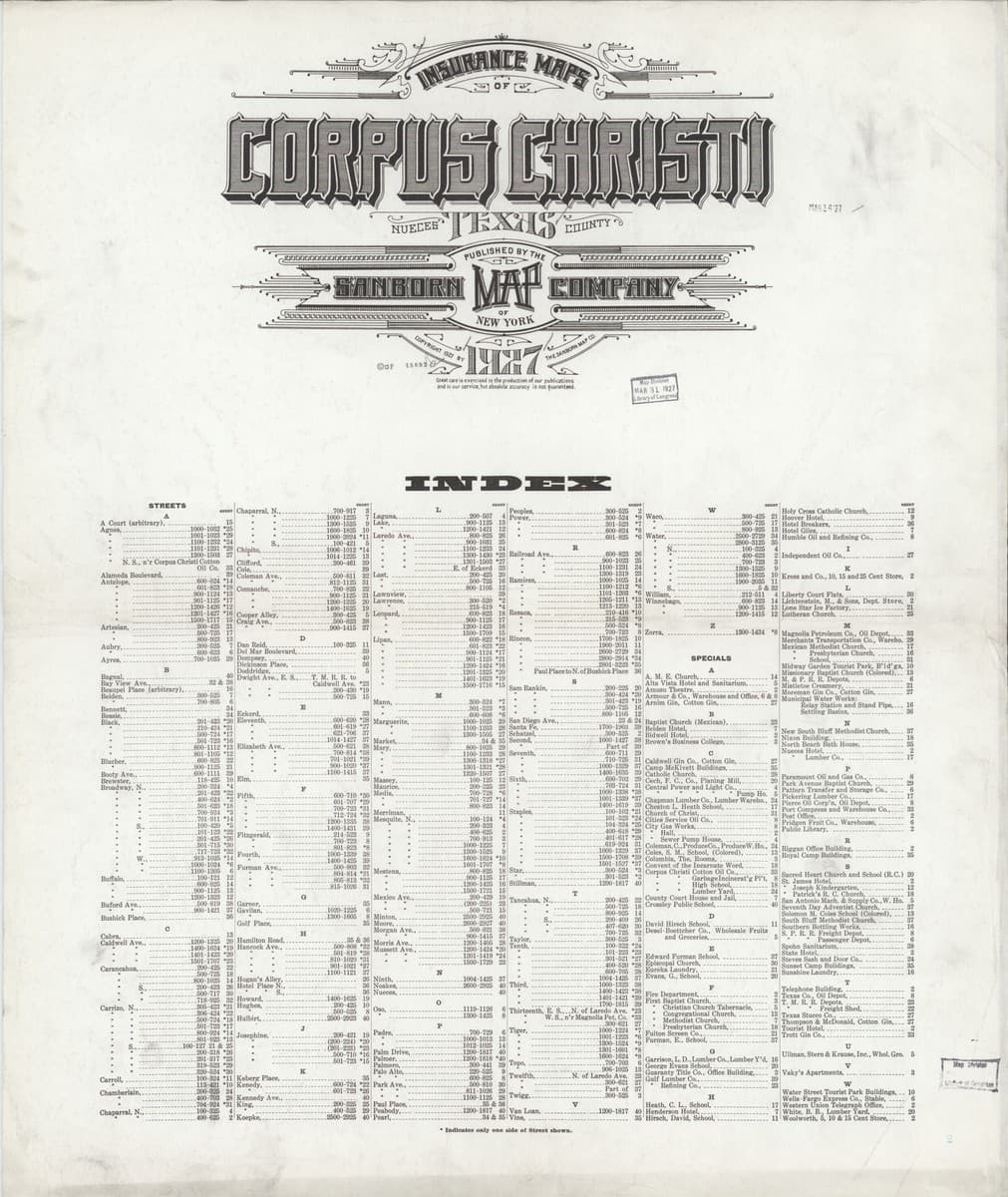 Corpus Christi, Texas - 1927 Sanborn Map