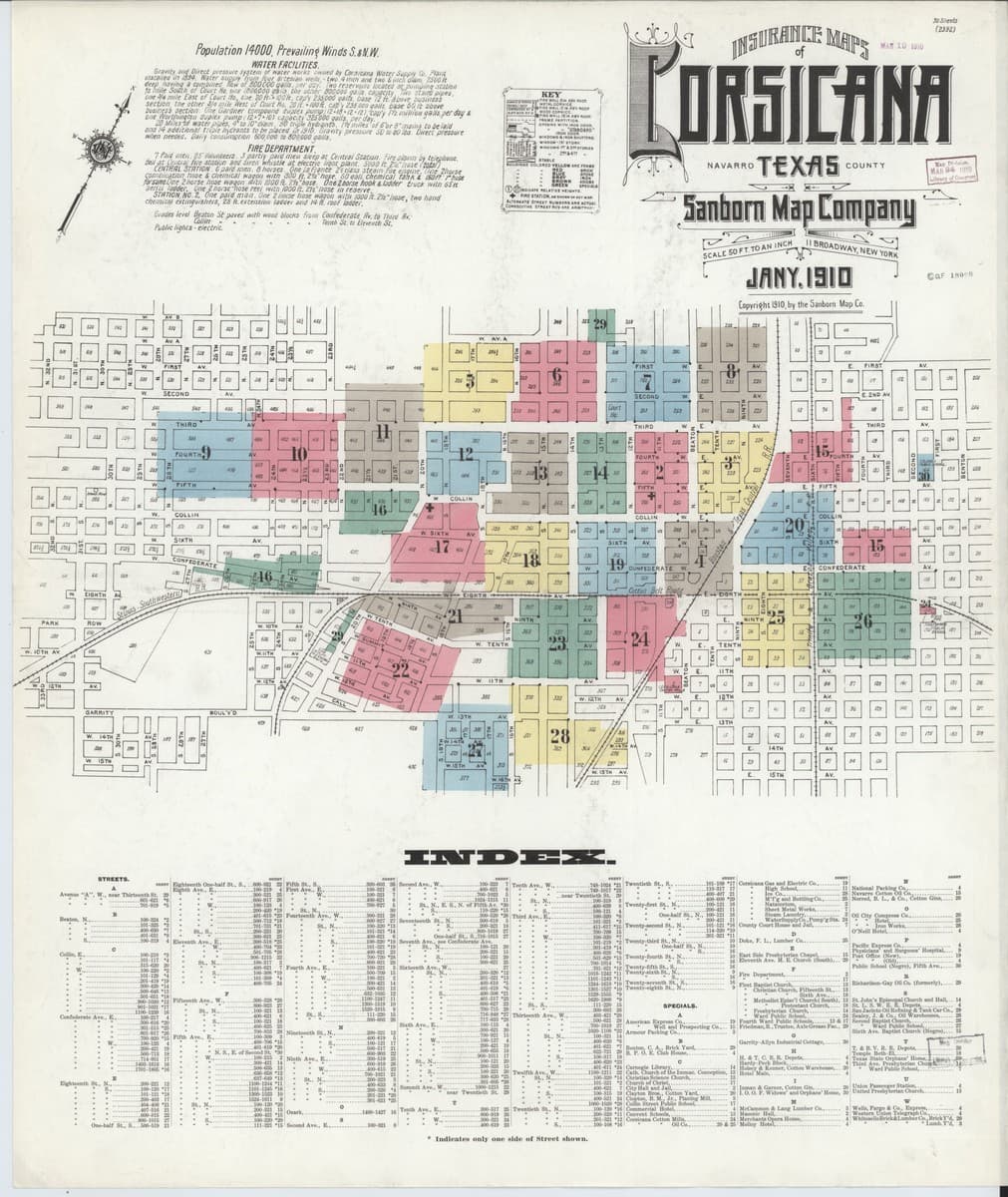 Corsicana, Texas - 1910 Sanborn Map