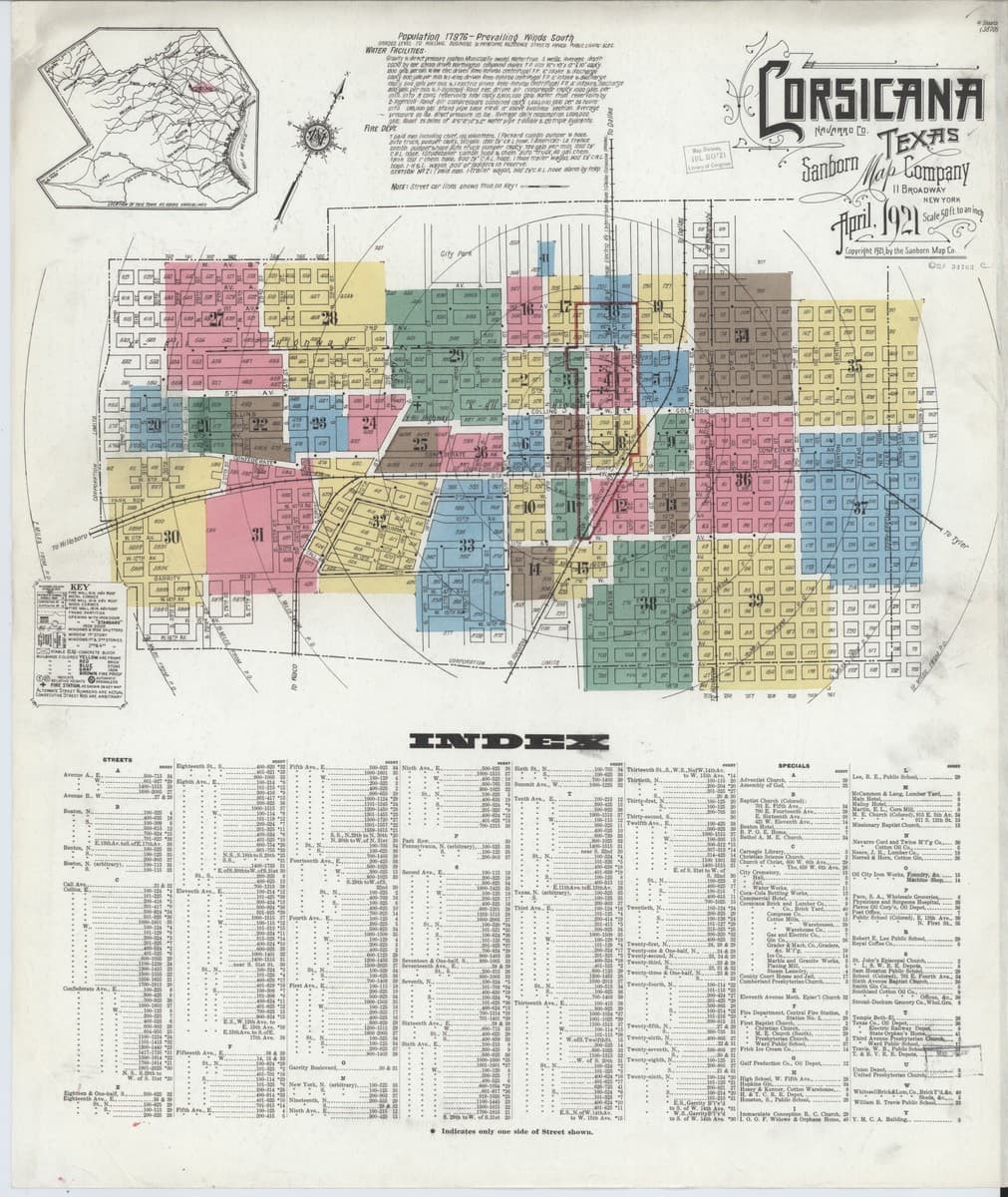 Corsicana, Texas - 1921 Sanborn Map