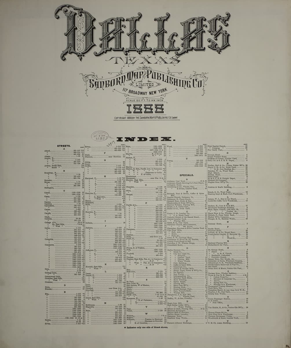Dallas, Texas - 1888 Sanborn Map