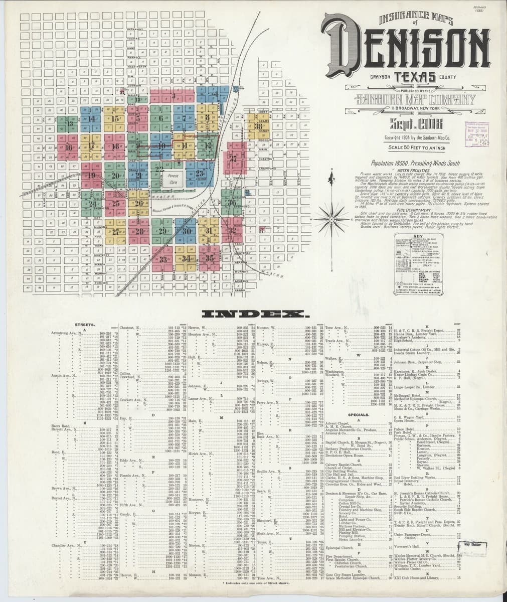 Denison, Texas - 1908 Sanborn Map