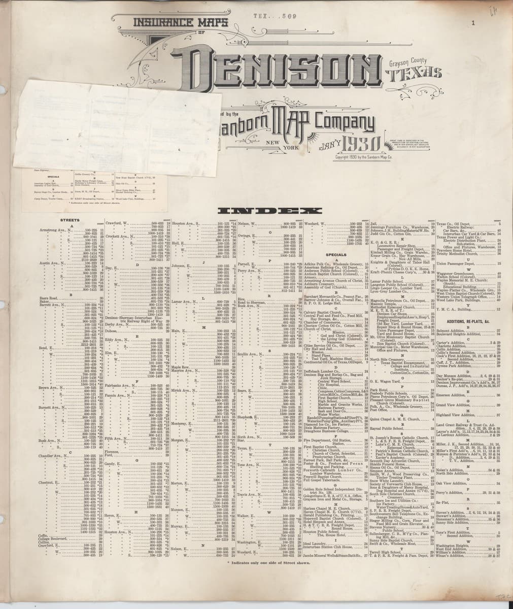 Denison, Texas - 1930 Sanborn Map