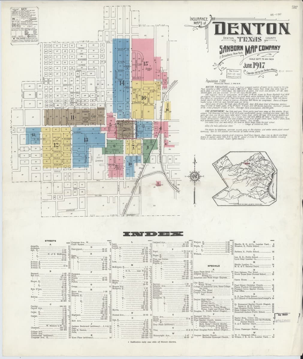 Denton, Texas - 1917 Sanborn Map