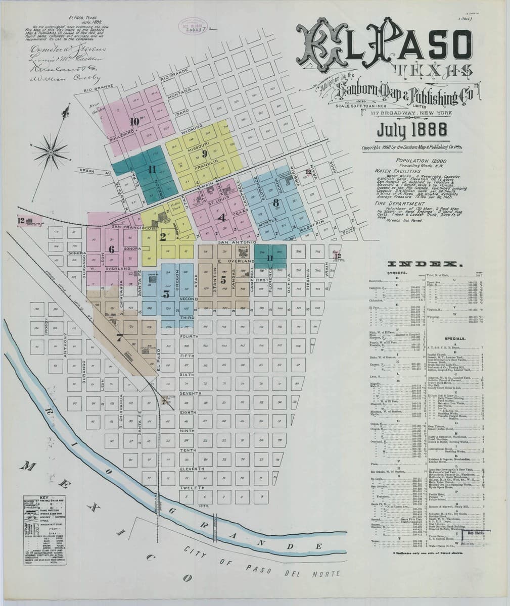 El Paso, Texas - 1888 Sanborn Map