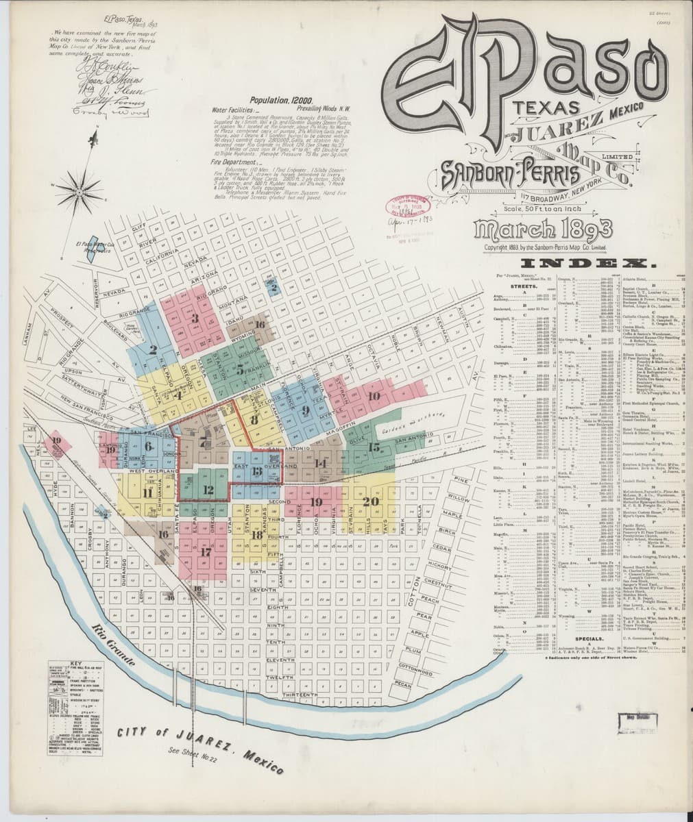 El Paso, Texas - 1893 Sanborn Map