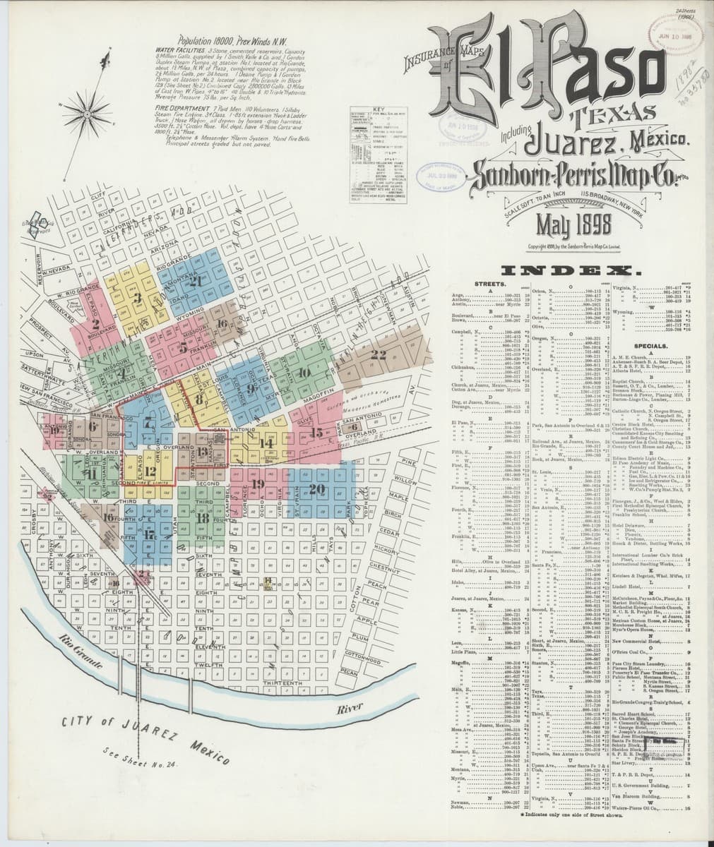 El Paso, Texas - 1898 Sanborn Map