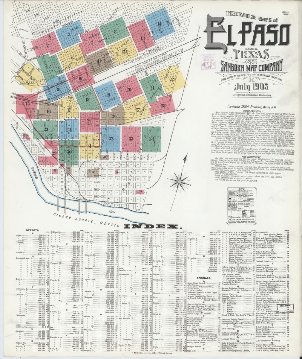 El Paso, Texas - 1905 Sanborn Map