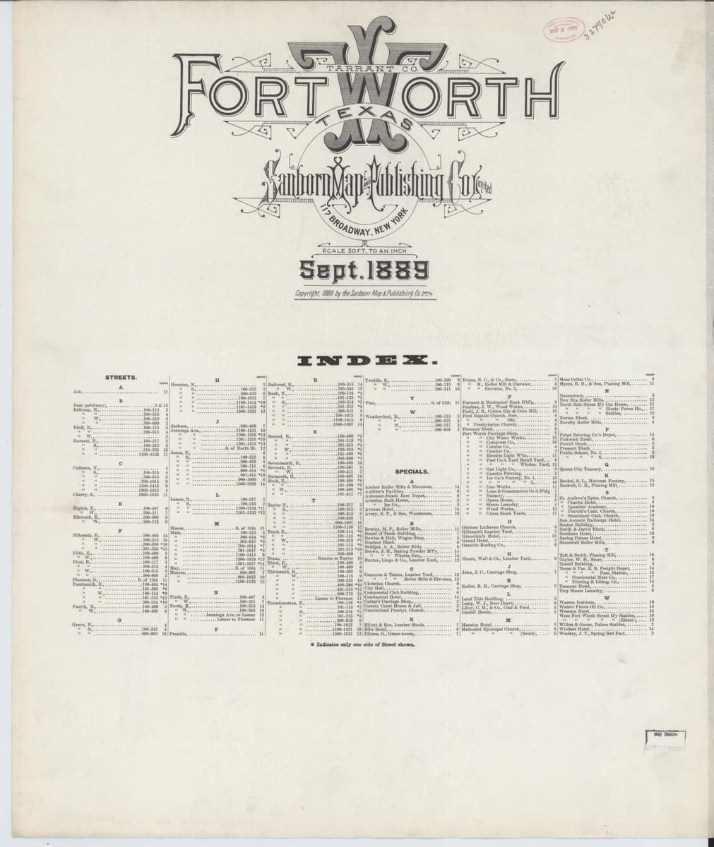 Fort Worth, Texas - 1889 Sanborn Map