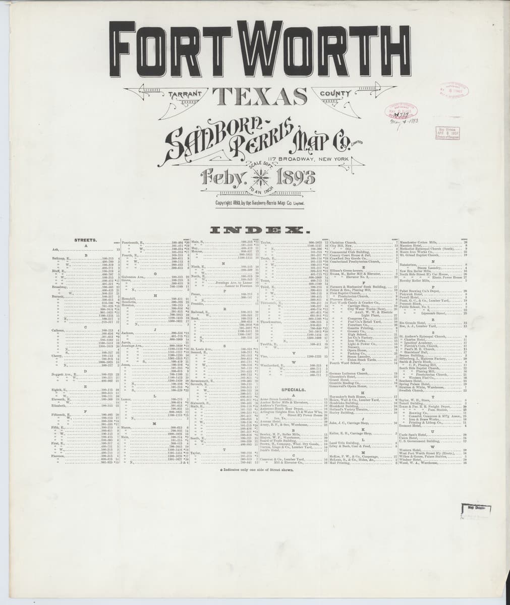 Fort Worth, Texas - 1893 Sanborn Map