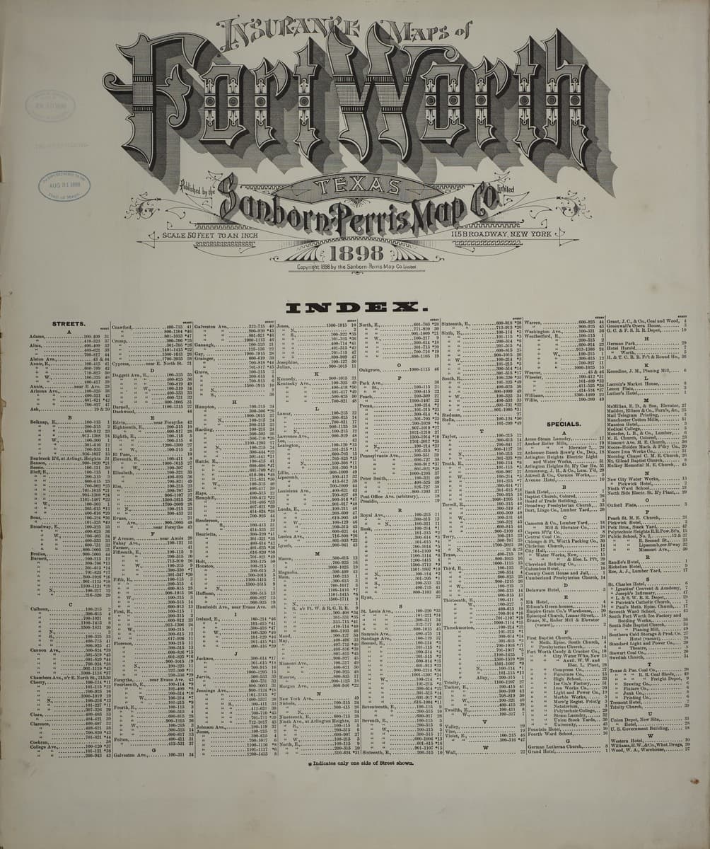Fort Worth, Texas - 1898 Sanborn Map