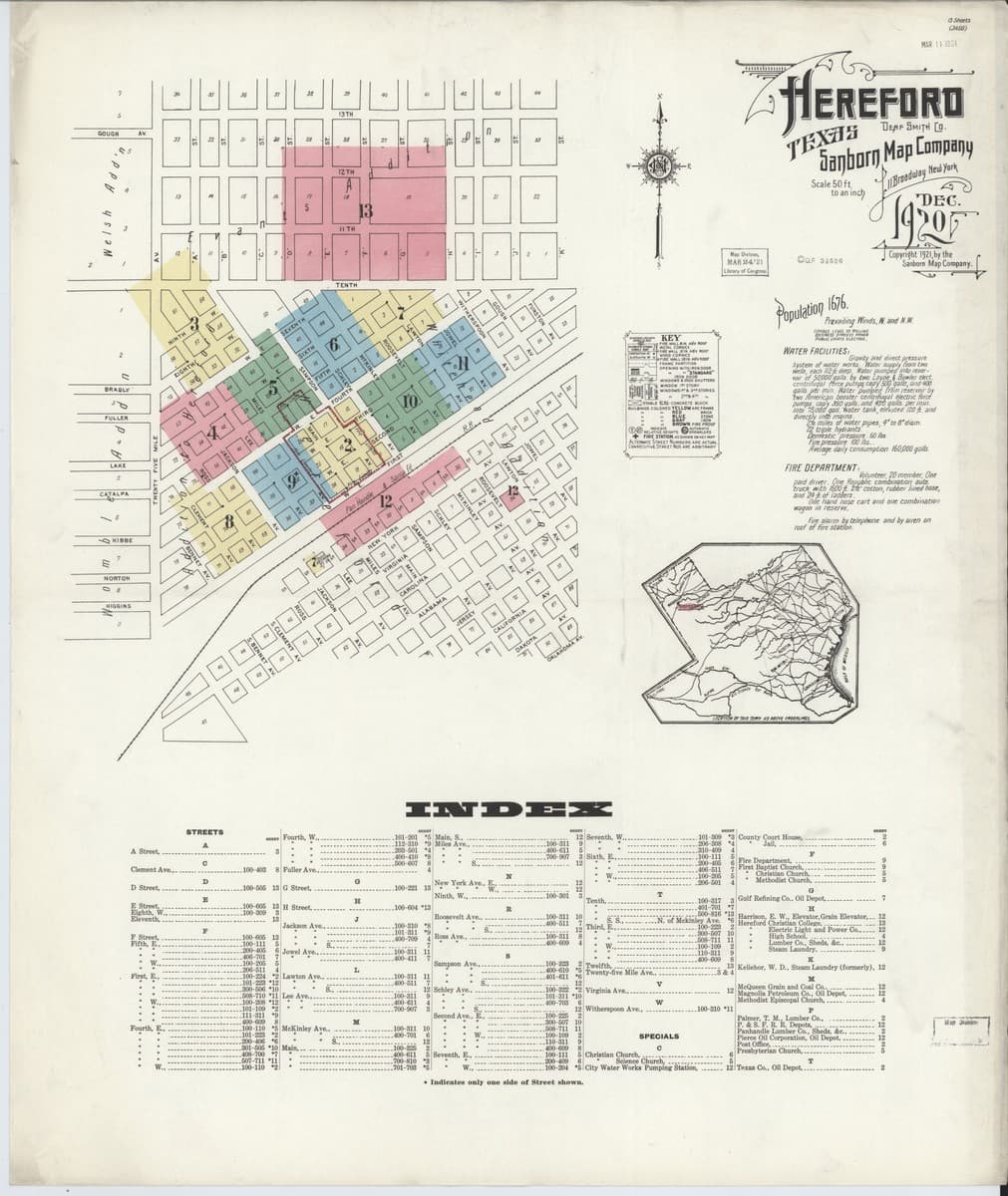 Hereford, Texas - 1920 Sanborn Map
