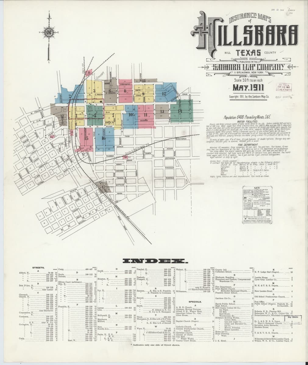 Hillsboro, Texas - 1911 Sanborn Map