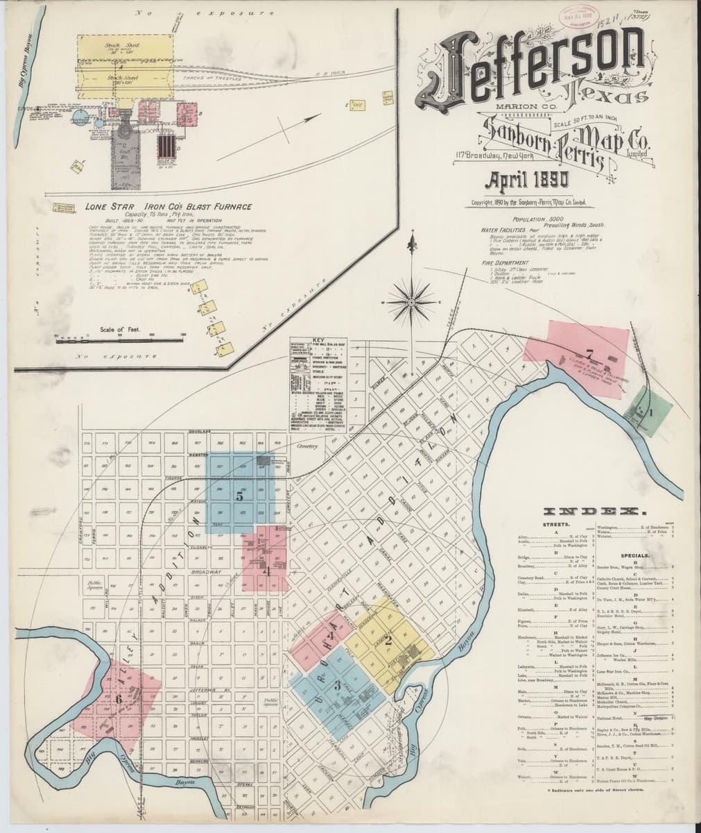 Jefferson, Texas - 1890 Sanborn Map