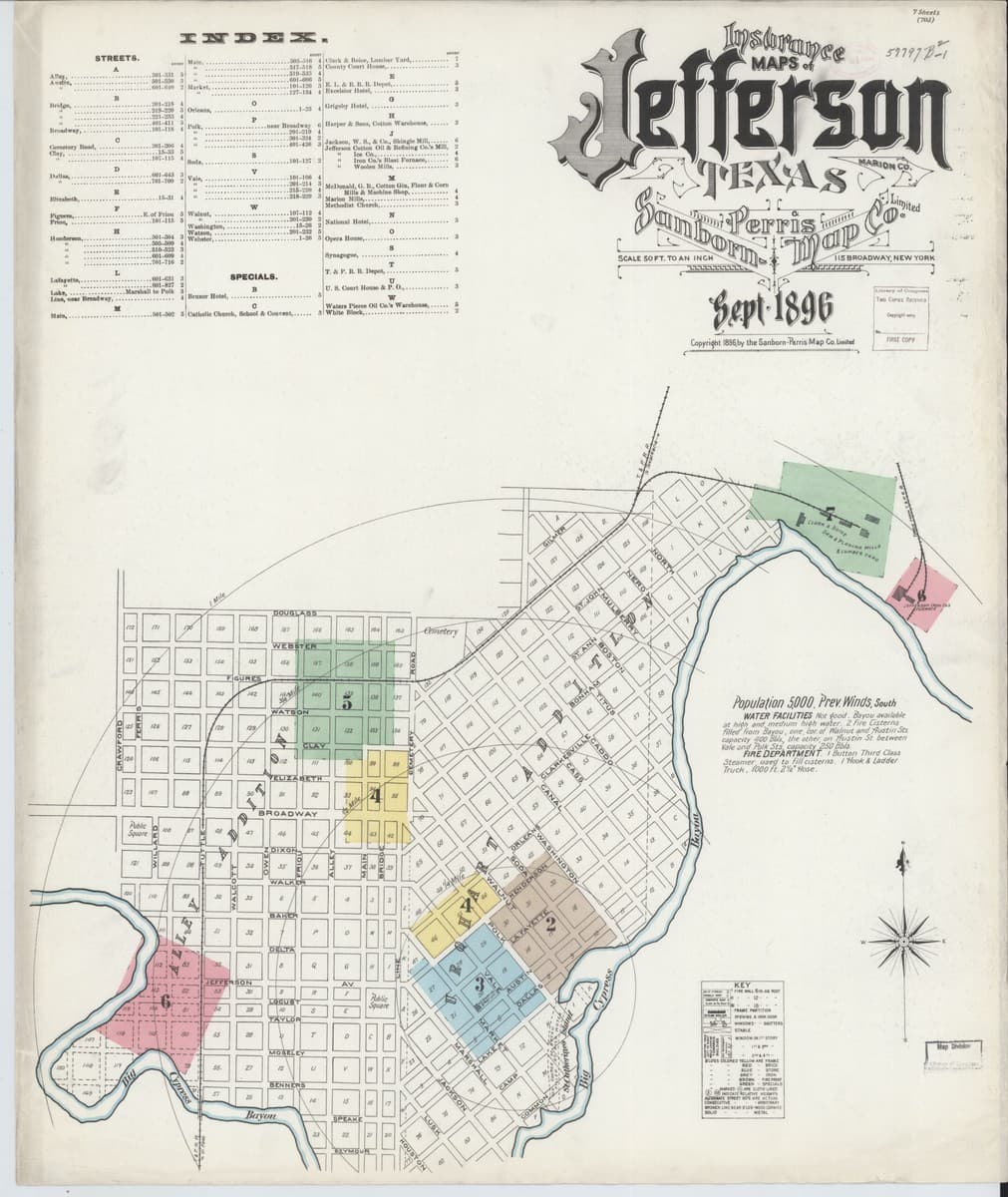 Jefferson, Texas - 1896 Sanborn Map