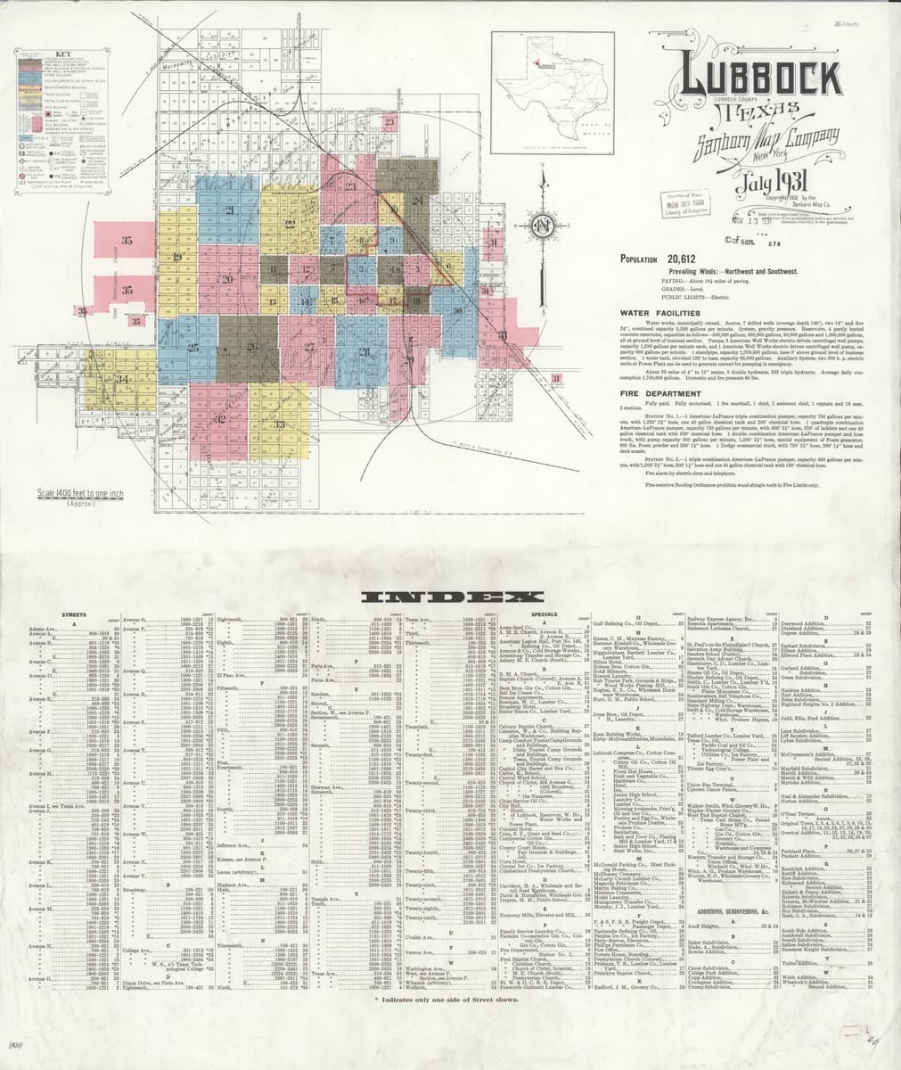 Lubbock, Texas - 1931 Sanborn Map