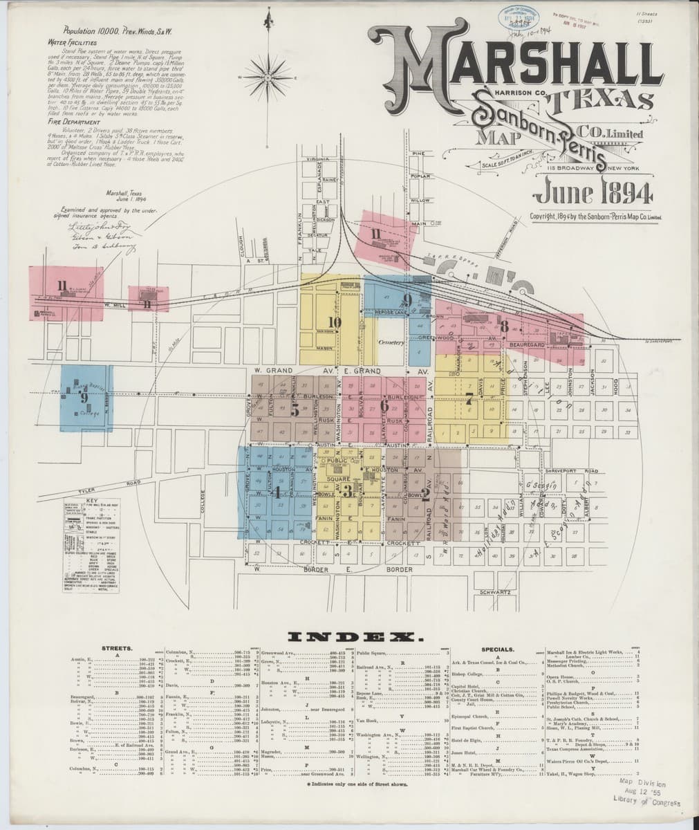 Marshall, Texas - 1894 Sanborn Map