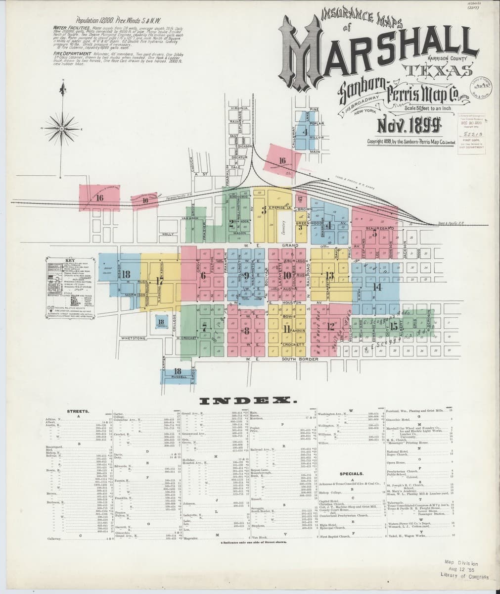Marshall, Texas - 1899 Sanborn Map