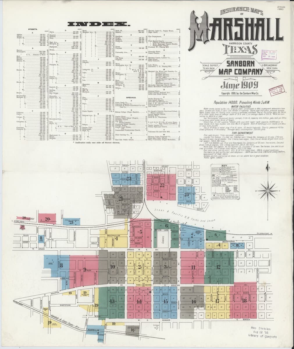 Marshall, Texas - 1909 Sanborn Map