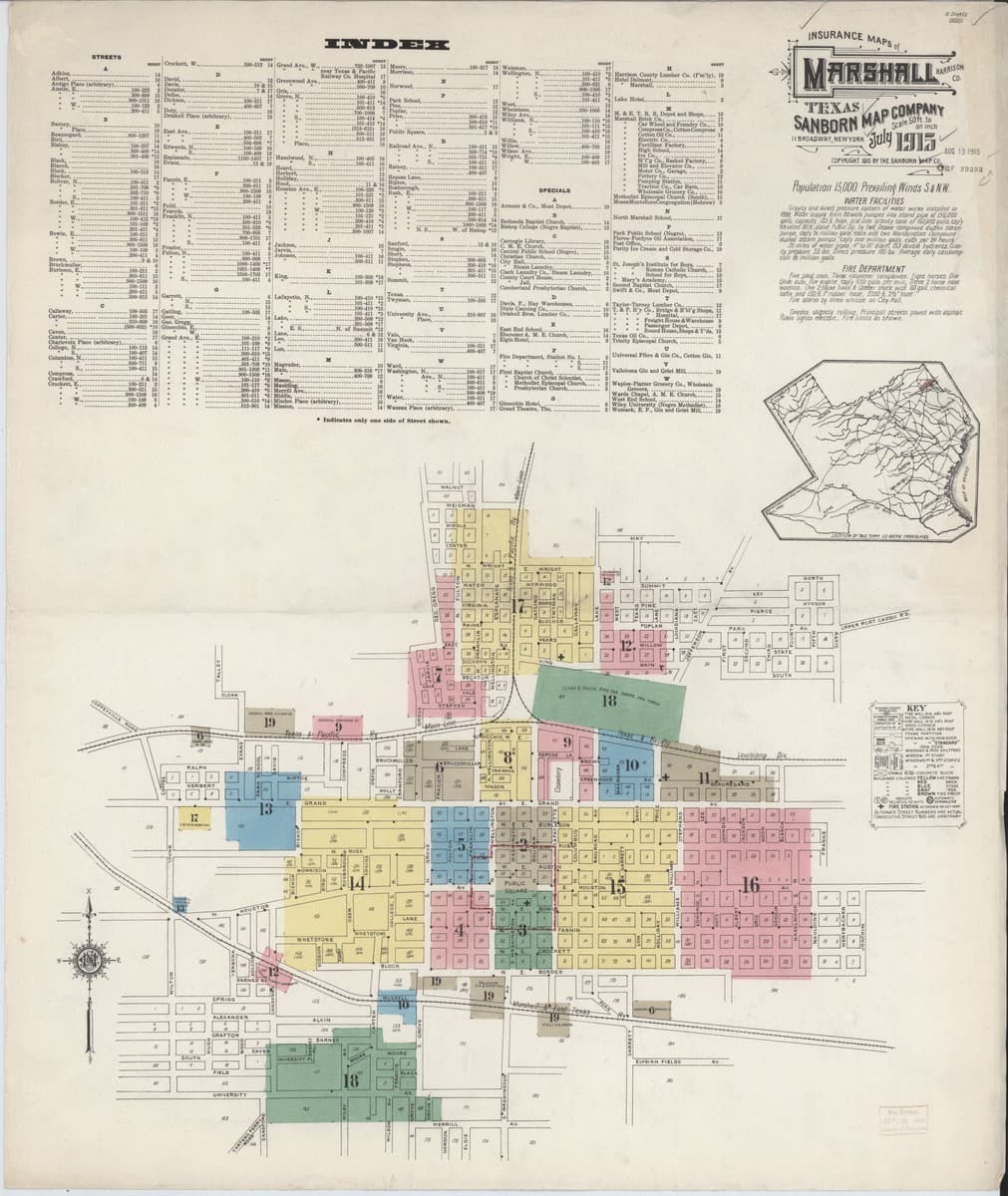 Marshall, Texas - 1915 Sanborn Map