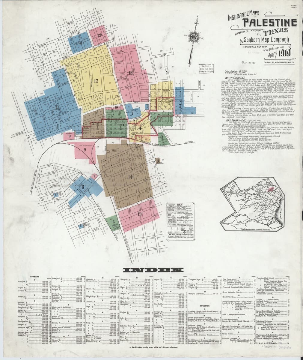 Palestine, Texas - 1919 Sanborn Map