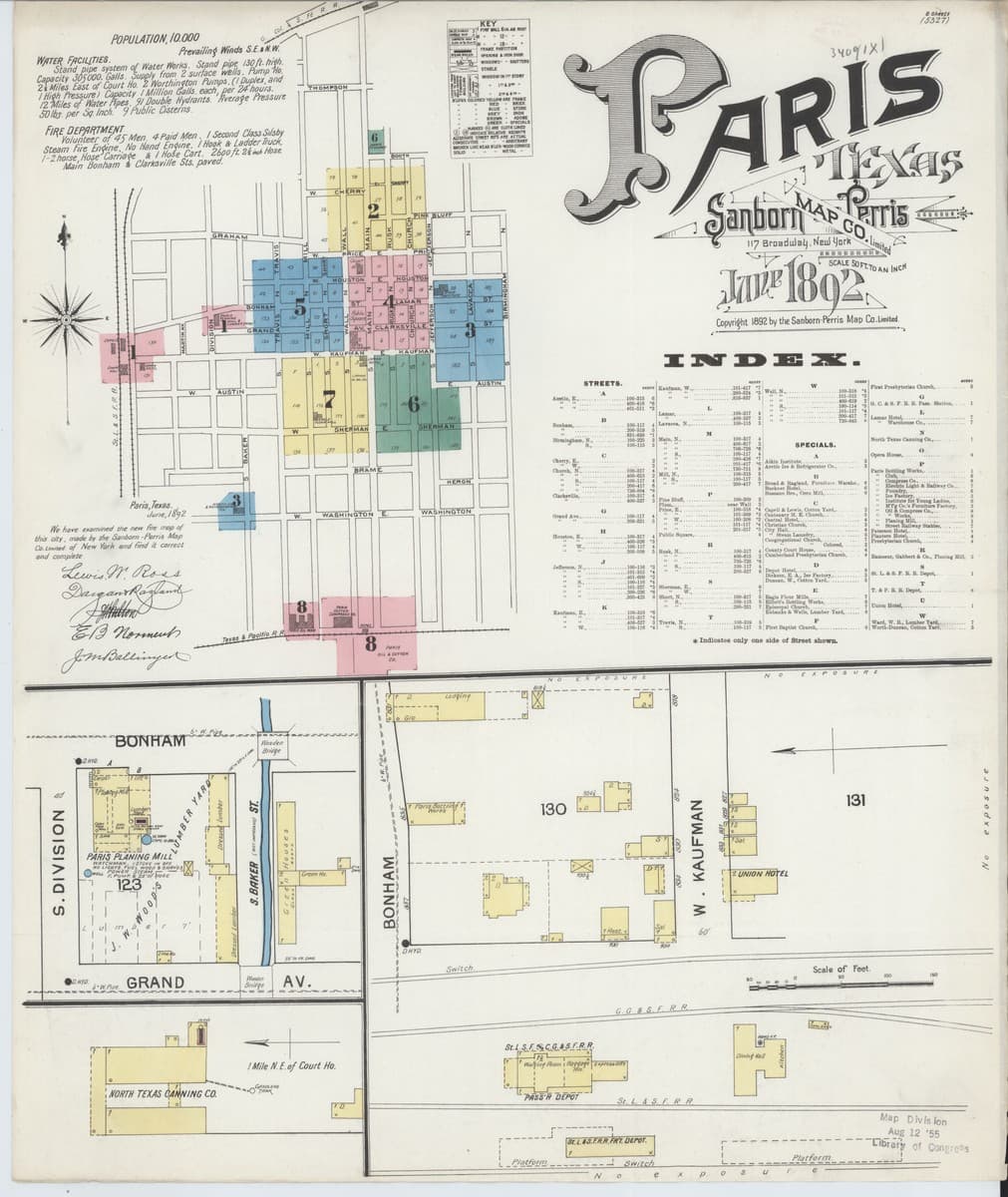 Paris, Texas - 1892 Sanborn Map