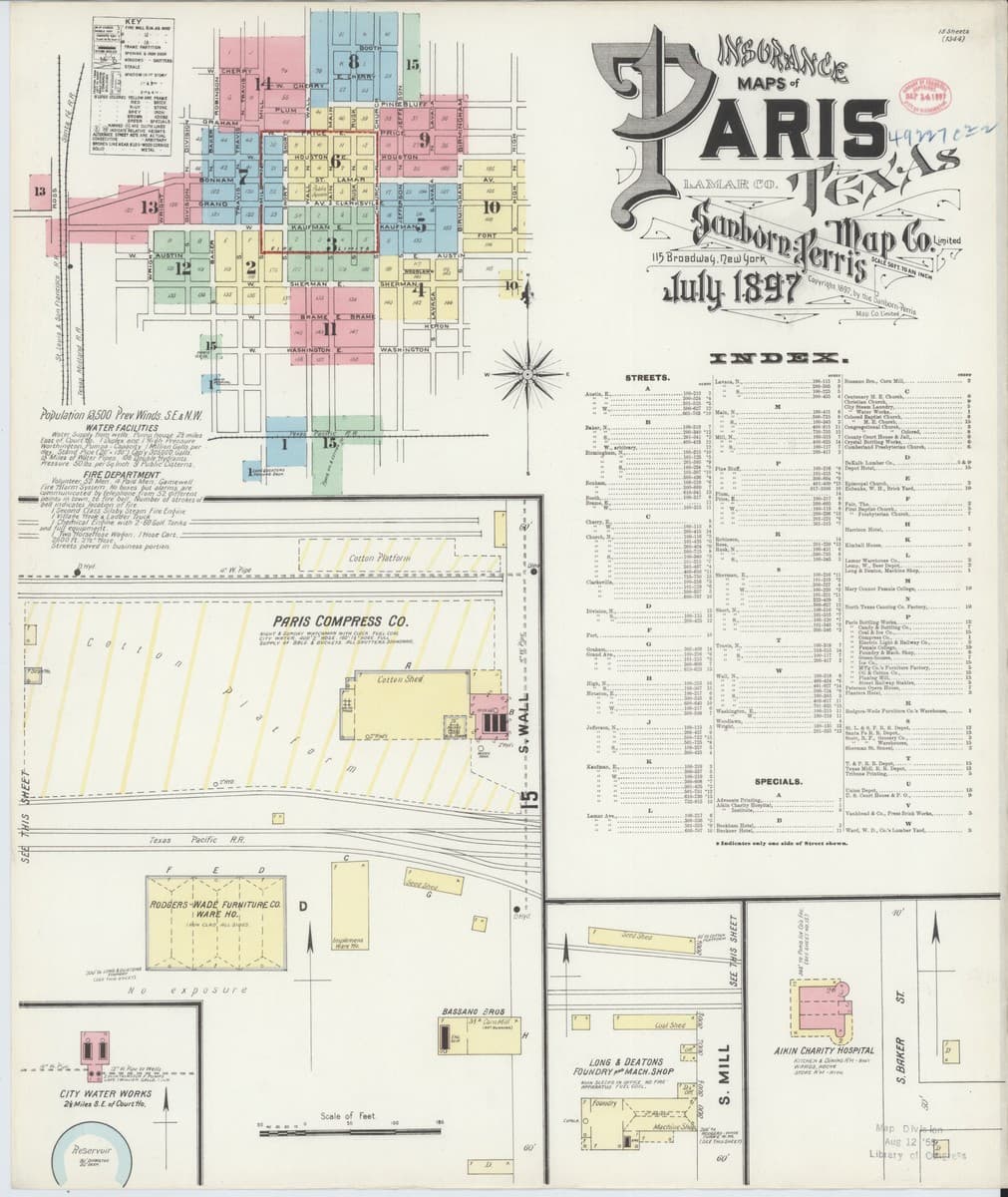 Paris, Texas - 1897 Sanborn Map