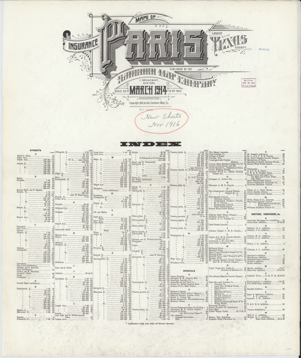 Paris, Texas - 1914 Sanborn Map