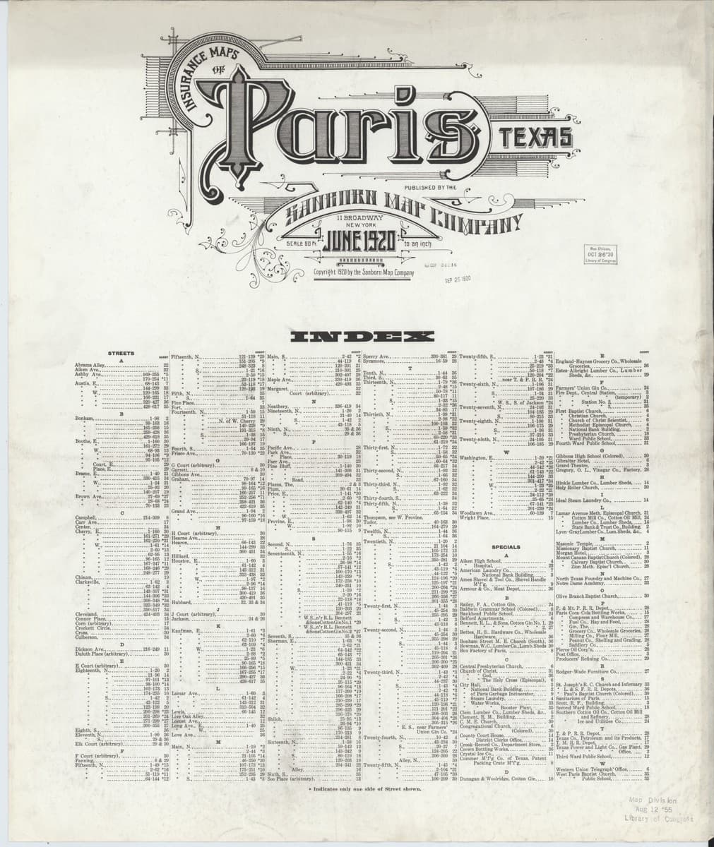 Paris, Texas - 1920 Sanborn Map