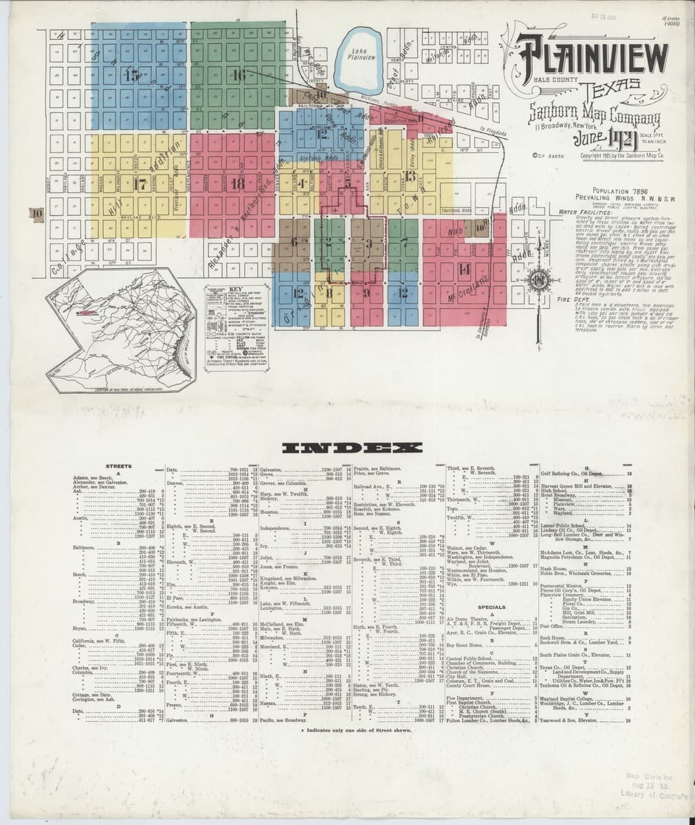 Plainview, Texas - 1921 Sanborn Map