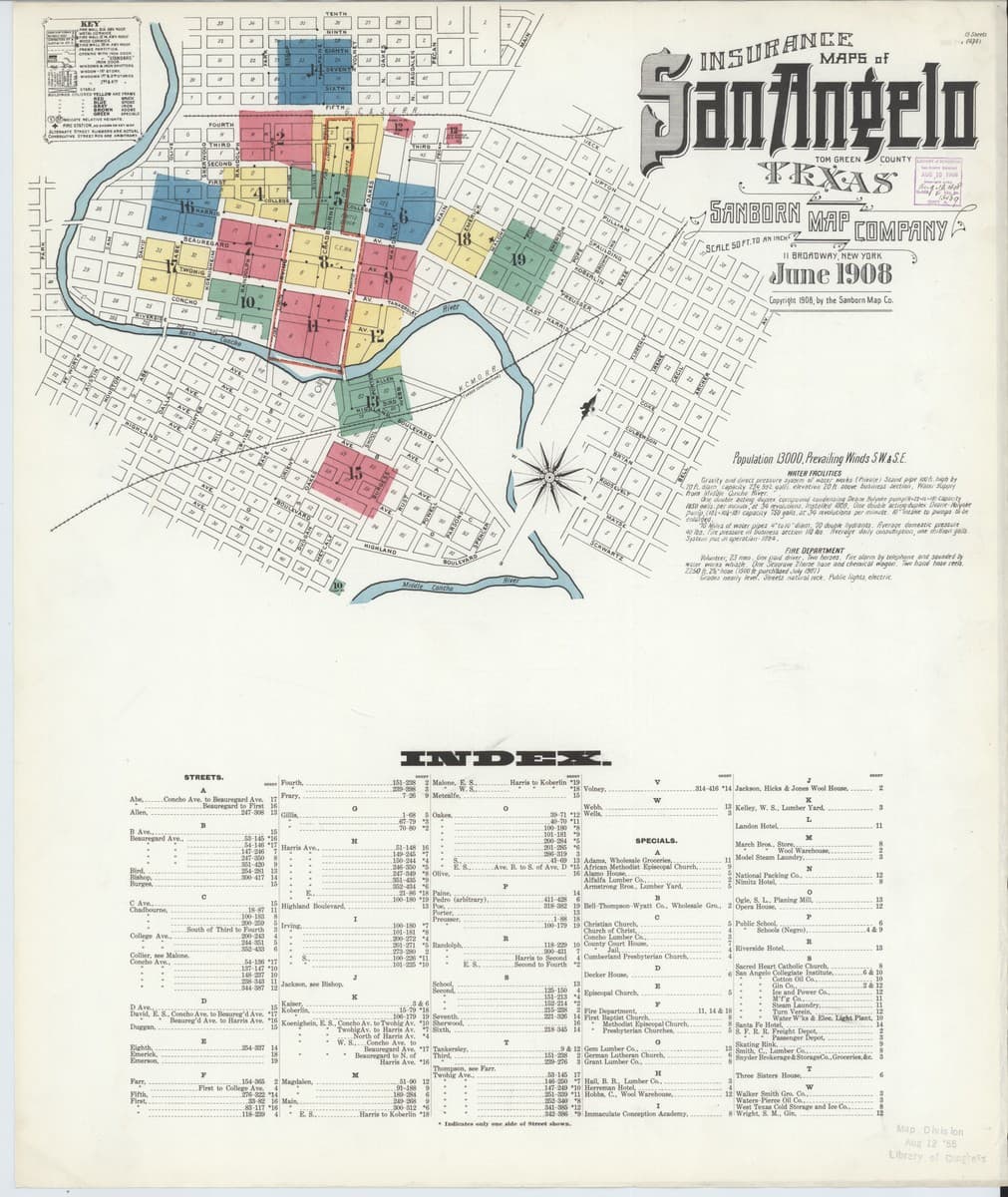 San Angelo, Texas - 1908 Sanborn Map