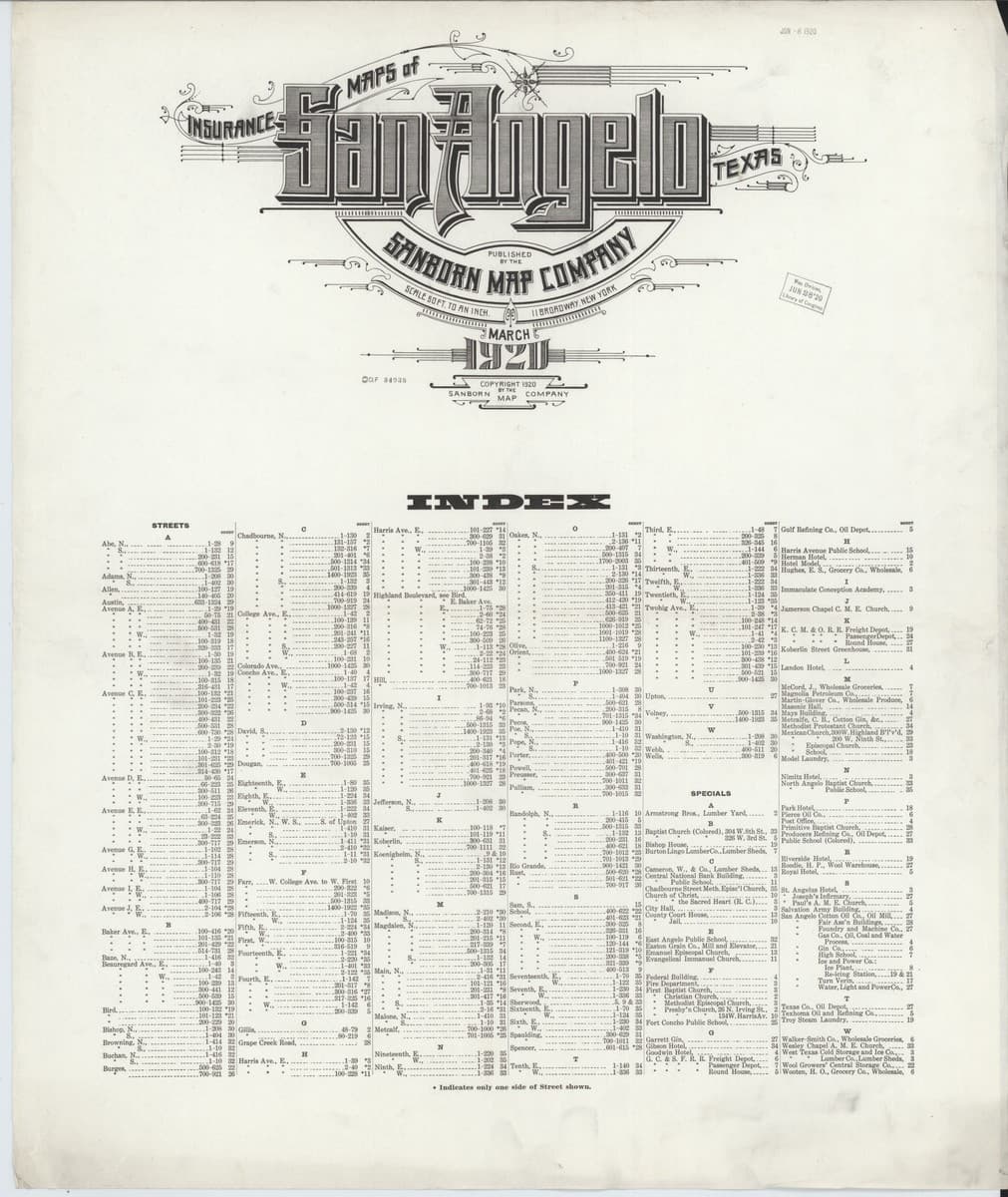 San Angelo, Texas - 1920 Sanborn Map