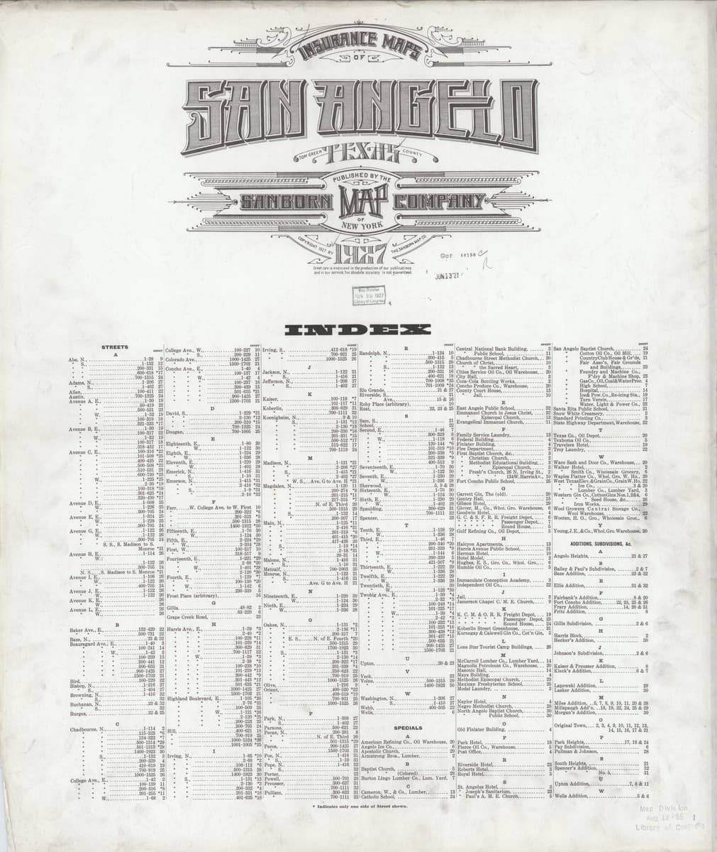 San Angelo, Texas - 1927 Sanborn Map