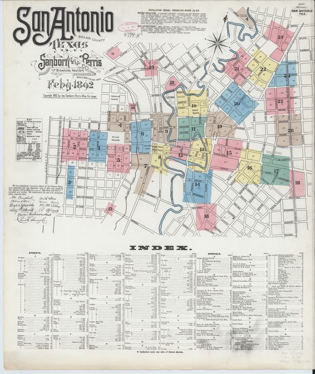 San Antonio, Texas - 1892 Sanborn Map