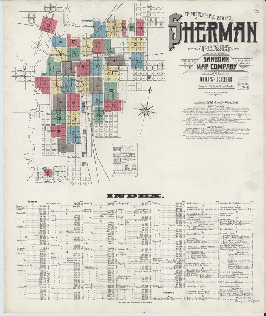 Sherman, Texas - 1908 Sanborn Map