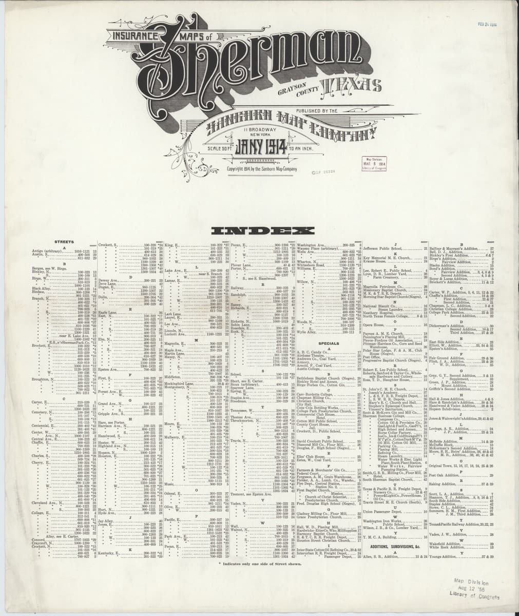 Sherman, Texas - 1914 Sanborn Map