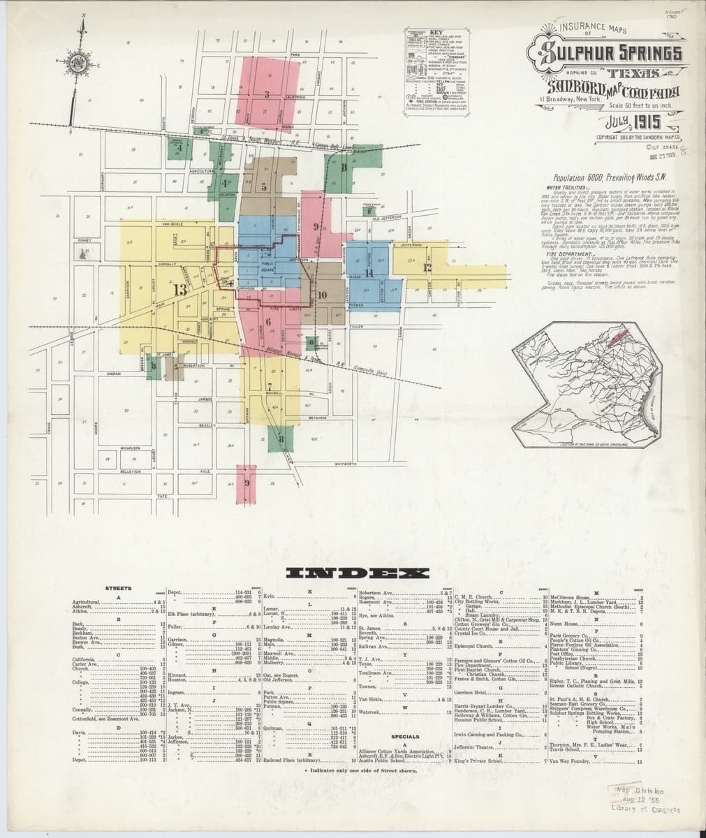 Sulphur Springs, Texas - 1915 Sanborn Map