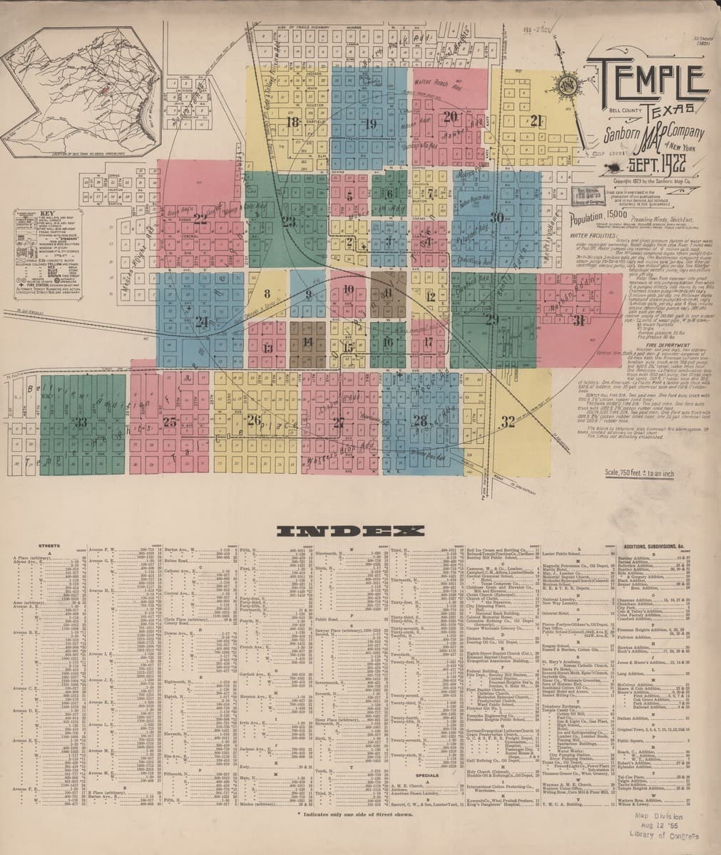 Temple, Texas - 1922 Sanborn Map