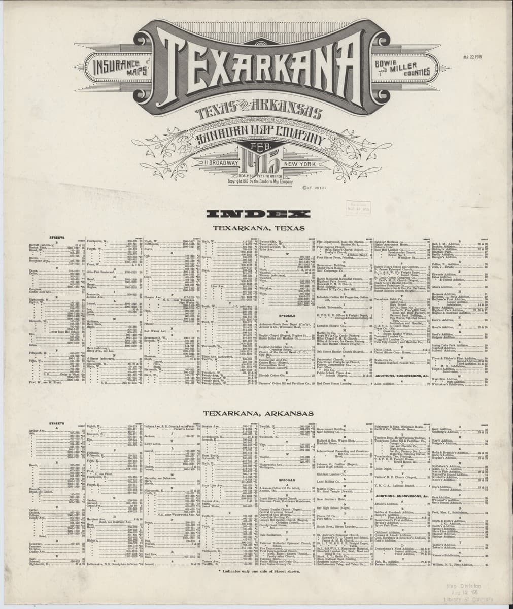 Sanborn Fire Insurance Map: Texarkana, Texas (1915)