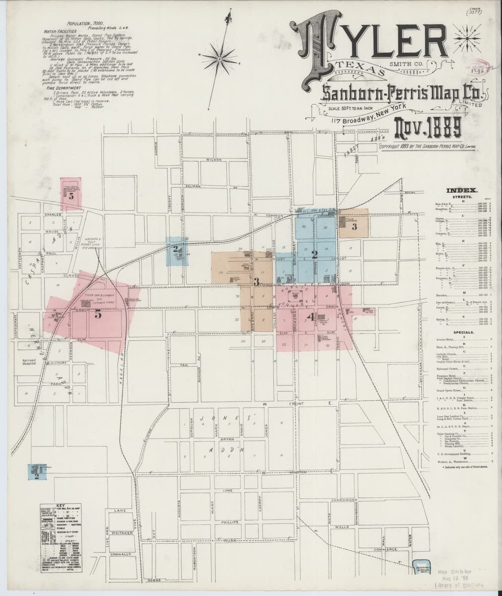 Tyler, Texas - 1889 Sanborn Map