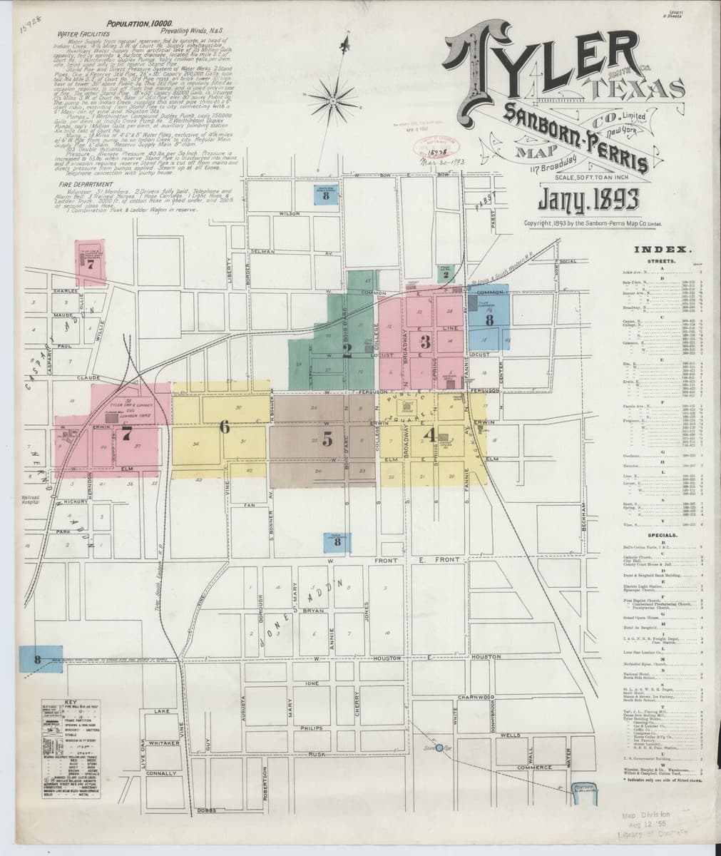 Tyler, Texas - 1893 Sanborn Map