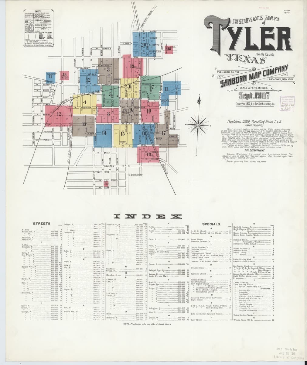 Tyler, Texas - 1907 Sanborn Map