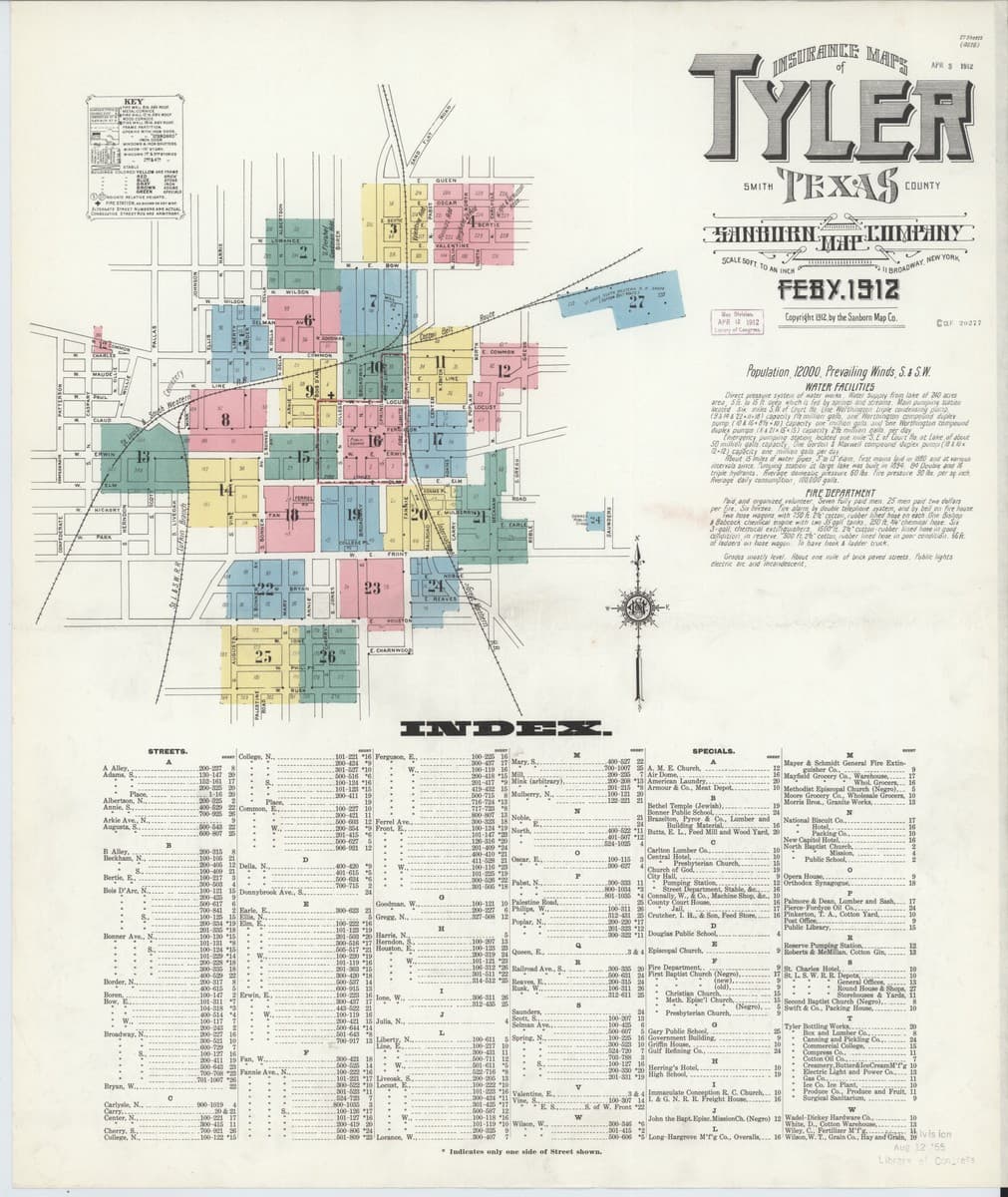 Tyler, Texas - 1912 Sanborn Map