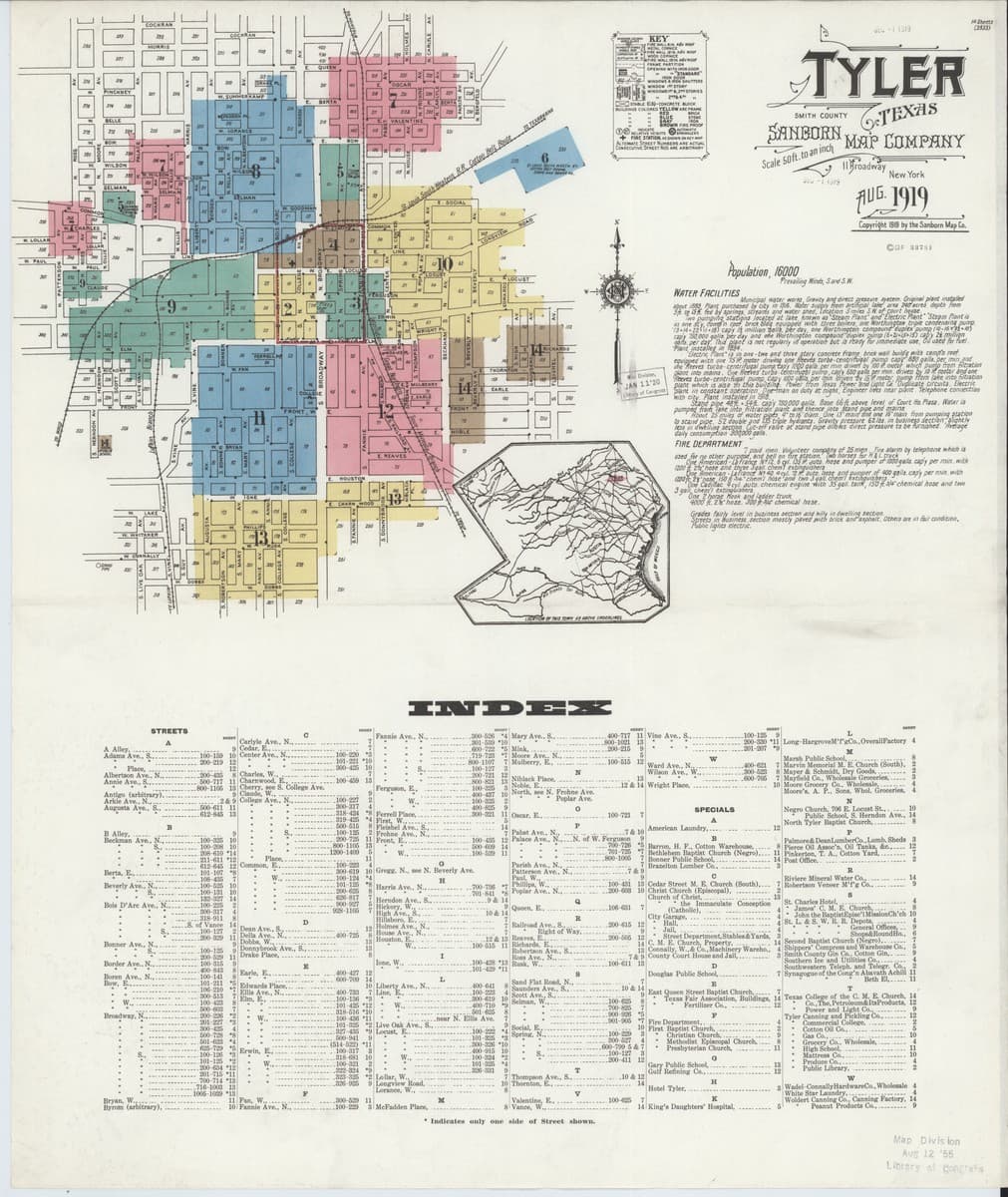 Tyler, Texas - 1919 Sanborn Map